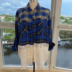 Vintage hand made. Button down Repurposed, one of a kind flannel shirt.